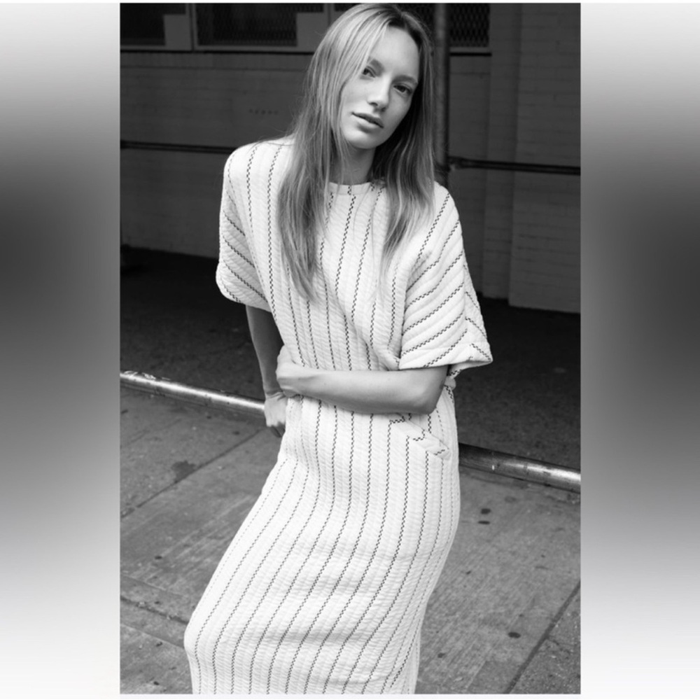 Zara Oversized Quilted Striped Dress